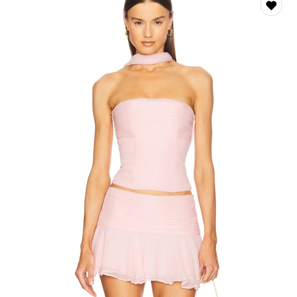 Revolve light pink corset, matching skirt and scarf 3 piece set